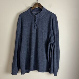 JOHNNIE-O Mens Blue Waffle Baker Henley Sweater Pullover Size XXL Golf Classic